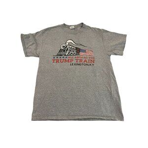 All Aboard the Trump Train 2020 Shirt Lexington KY Gray President Sz M Port & CO